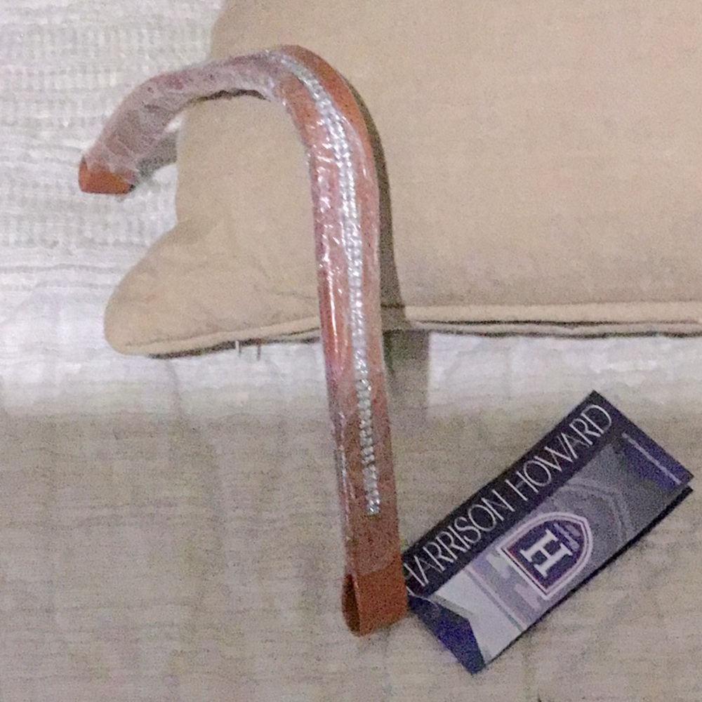 NWT Harrison Howard Curved Diamond Decorated Leather Browband for Horse Bridles
